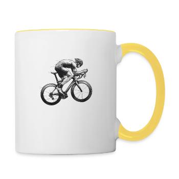 Vélos de route - Mug contrasté - blanc/jaune - Droite