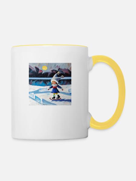 Das Wunder des Winters - Tasse zweifarbig - Weiß/Gelb