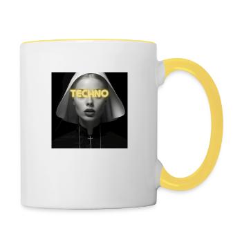 Douce nonne techno - Rave Design - Mug contrasté - blanc/jaune - Droite
