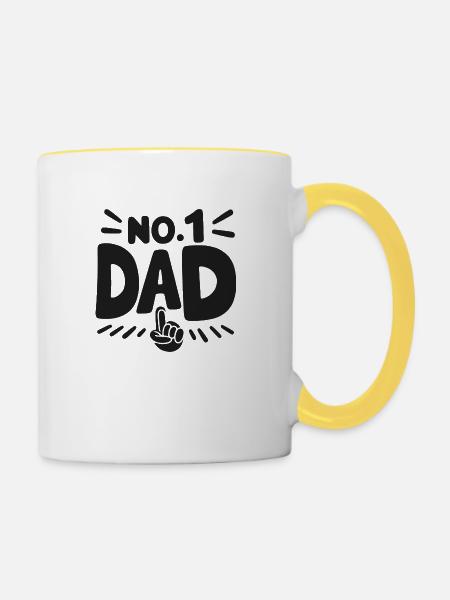 Nr. 1 Vater - Tasse zweifarbig - Weiß/Gelb
