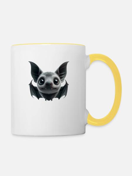Fledermaus 1 - Tasse zweifarbig - Weiß/Gelb