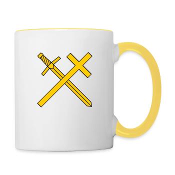 Croix et épée - Mug contrasté - blanc/jaune - Droite