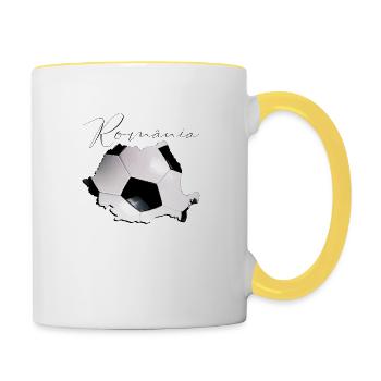 Carte de la Roumanie encadrée Real Football RO - Mug contrasté - blanc/jaune - Droite