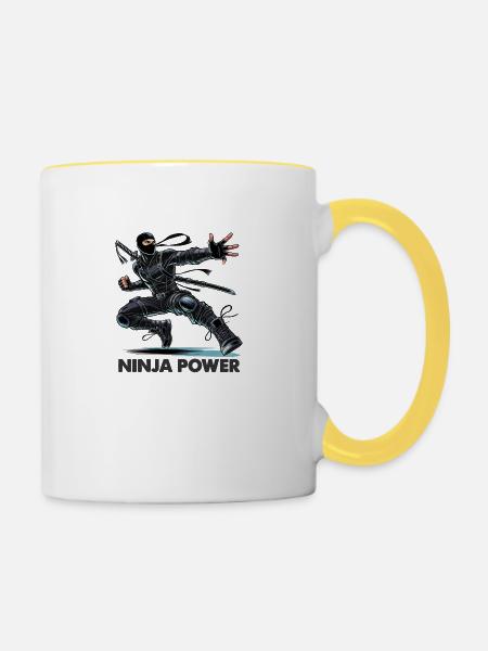 Ninja Power - Tasse zweifarbig - Weiß/Gelb