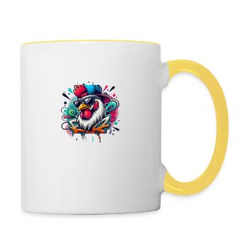 Poulet Daddy Poulet Garder le poulet - Mug contrasté - blanc/jaune - Droite
