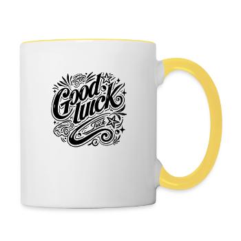 Good Luck - Vectorgraphic - Tasse zweifarbig - Weiß/Gelb - Rechts