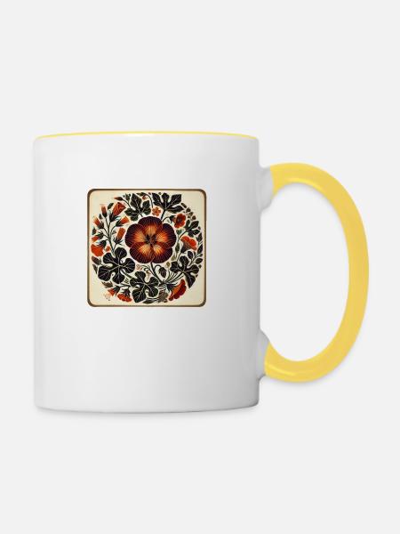 Flora - Tasse zweifarbig - Weiß/Gelb
