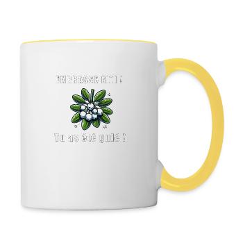 Embrasse-moi ! Tu as été guié !" Gui Noël - Mug contrasté - blanc/jaune - Droite