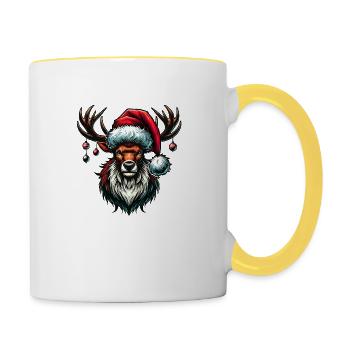 reh christmas reindeer - Tasse zweifarbig - Weiß/Gelb - Rechts