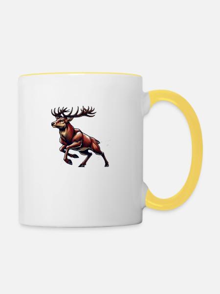 Rotwild Hirsch Jäger Jagd Treibjagd - Tasse zweifarbig - Weiß/Gelb