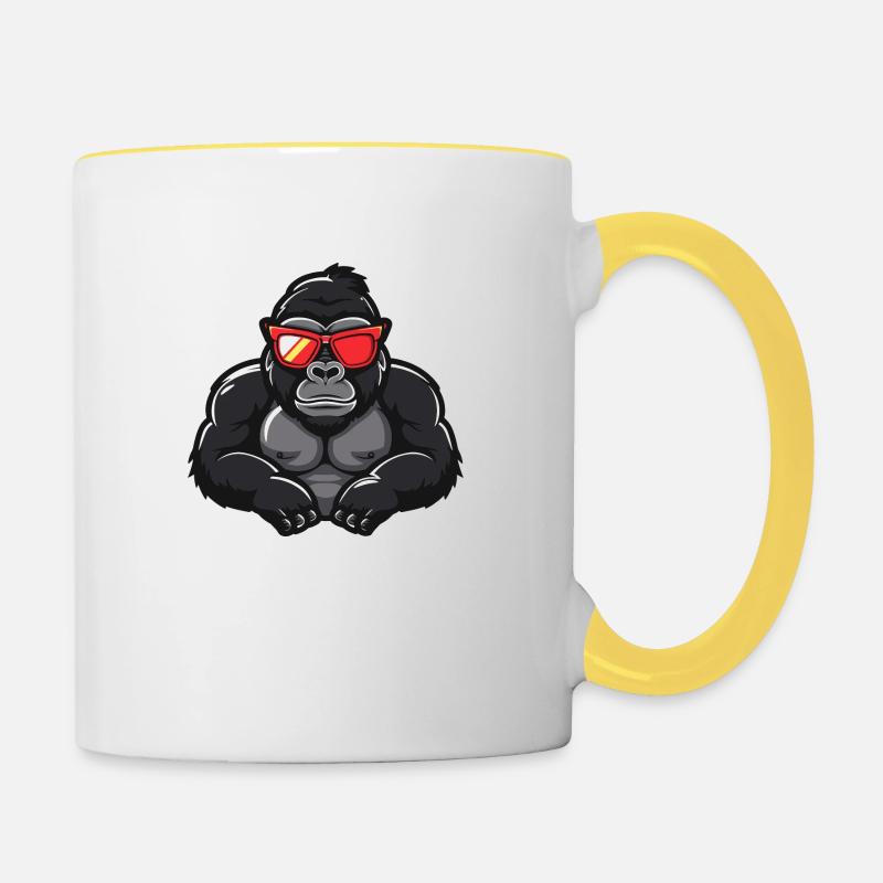 Gorilla Comic Cool - Tasse zweifarbig - Weiß/Gelb