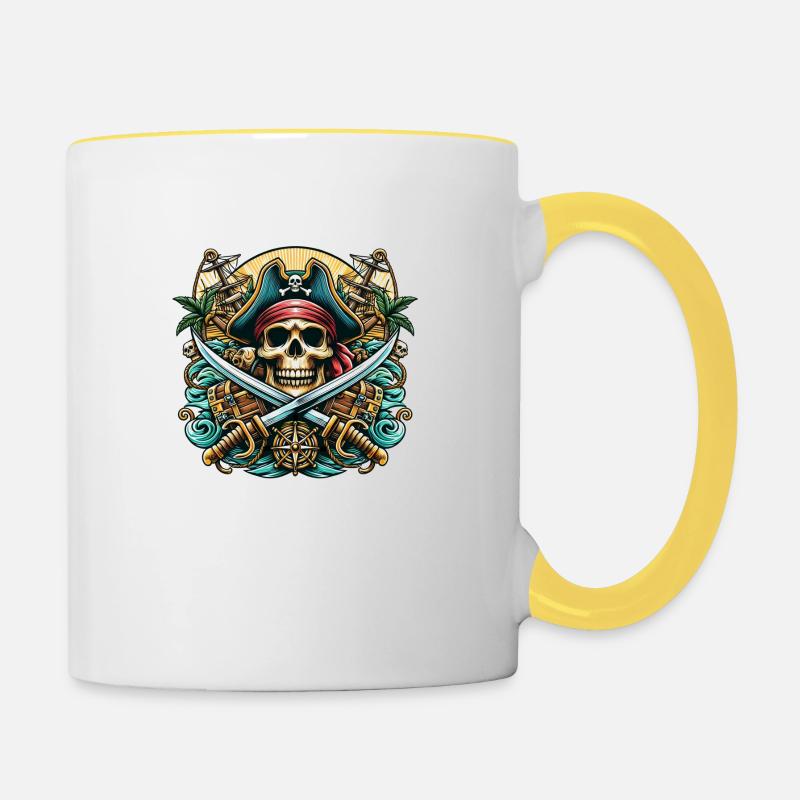 Pirate Logo - Contrasting Mug - white/yellow