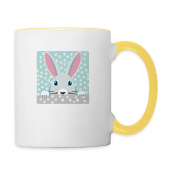 Schneehase II - Tasse zweifarbig - Weiß/Gelb - Rechts