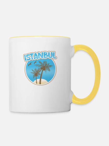 Geschenk für Istanbul - Tasse zweifarbig - Weiß/Gelb