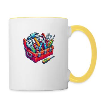 Boîte à outils - Mug contrasté - blanc/jaune - Droite