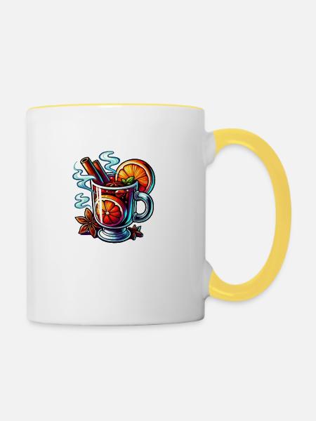 Glühwein - Tasse zweifarbig - Weiß/Gelb
