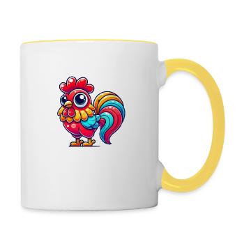 hahn gockel - Tasse zweifarbig - Weiß/Gelb - Rechts