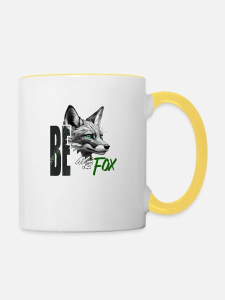 Sei Fuchs - Tasse zweifarbig - Weiß/Gelb
