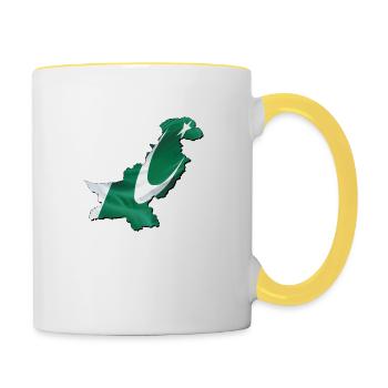 Pakistan flag in Pakistan map - Contrasting Mug - white/yellow - Right