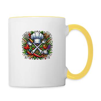 Koch Logo - Mug contrasté - blanc/jaune - Droite