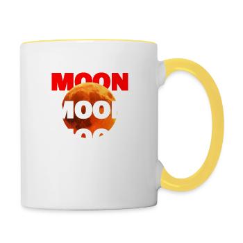 Moon logo: Bold design with a glowing moon - Contrasting Mug - white/yellow - Right