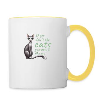 If you don't cat, you don't like me - Contrasting Mug - white/yellow - Right