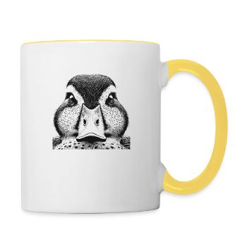 Ente - Tasse zweifarbig - Weiß/Gelb - Rechts