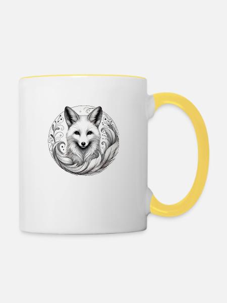 Friedlicher Fuchs - Tasse zweifarbig - Weiß/Gelb