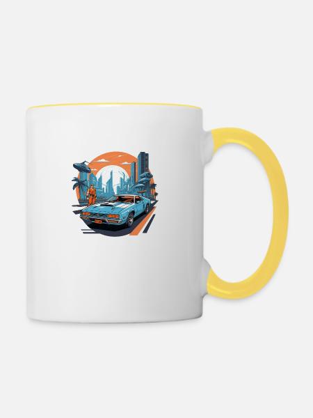 Retro Future - Tasse zweifarbig - Weiß/Gelb