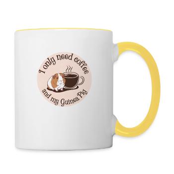 Just need coffee and my guinea pig - Contrasting Mug - white/yellow - Right