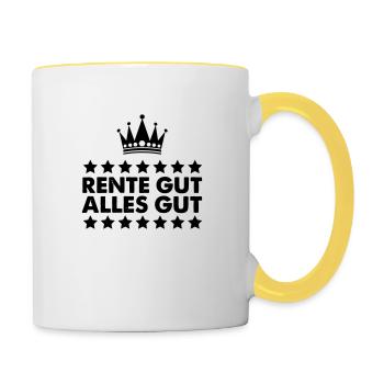 Rente gut alles gut - Tasse zweifarbig - Weiß/Gelb - Rechts