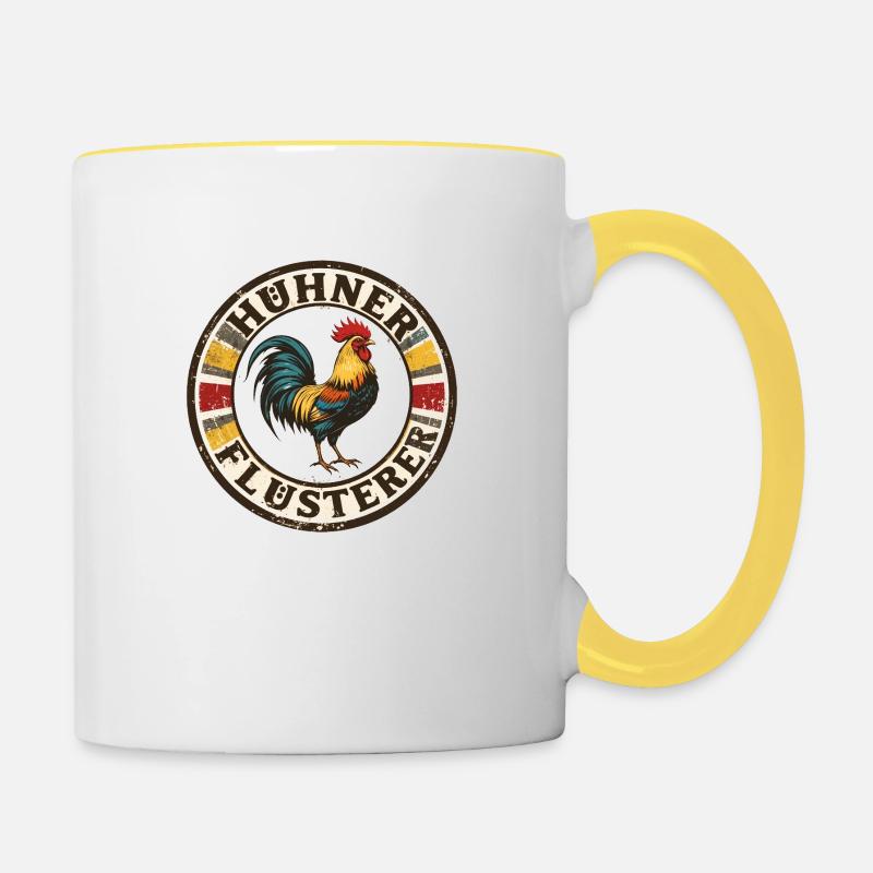 Hühnerflüsterer - chuchoteur de poulet 090437 - Mug contrasté - blanc/jaune