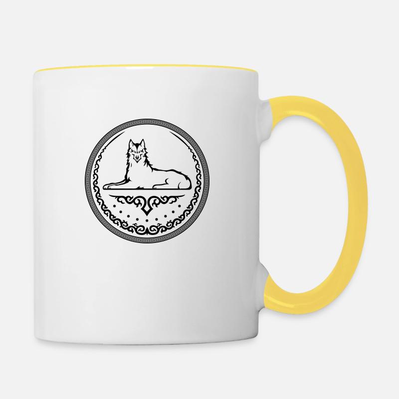 Loup d’Itchkérie - Mug contrasté - blanc/jaune