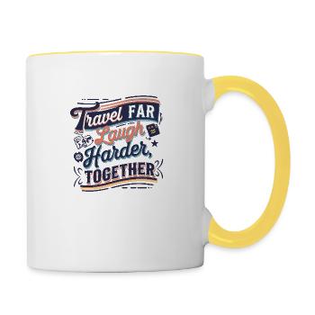 Travel Together adevnture travel quote text Art - Contrasting Mug - white/yellow - Right