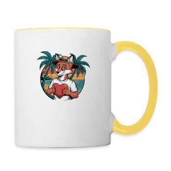 Foxy in love - Mug contrasté - blanc/jaune - Droite