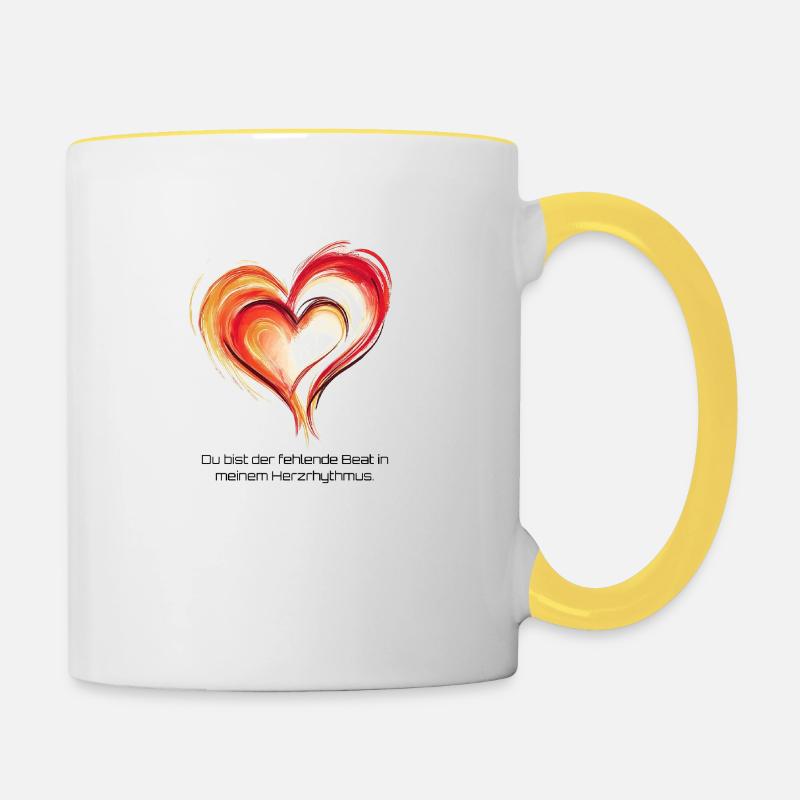 Hearts in unison. - Contrasting Mug - white/yellow