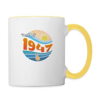 Légendaire depuis 1947 – 78 ans de grandeur - Mug contrasté - blanc/jaune - Droite