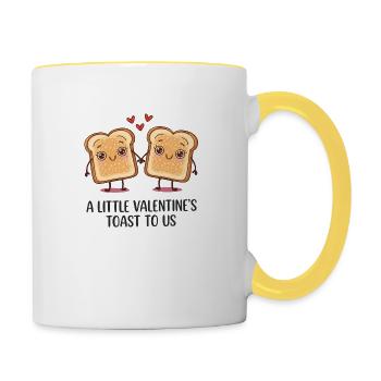 Cute Valentine's Toast T-Shirt Funny Couple Design - Contrasting Mug - white/yellow - Right