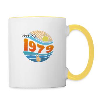 Retro 1979 – Célébration de 46 années légendaires - Mug contrasté - blanc/jaune - Droite