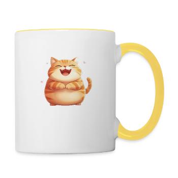 Feed Me Human, Cat lover shirt, Bags, Shirt, Tank - Contrasting Mug - white/yellow - Right