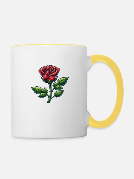 rose - Tasse zweifarbig - Weiß/Gelb