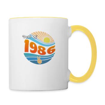 Fièrement né en 1986 – 39 ans de souvenirs - Mug contrasté - blanc/jaune - Droite