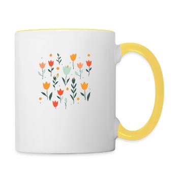 Geometric Flowers – Modern and Vibrant Design - Contrasting Mug - white/yellow - Right
