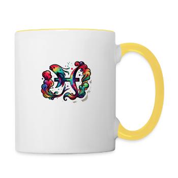 Zodiaque des couleurs : Poissons - Mug contrasté - blanc/jaune - Droite