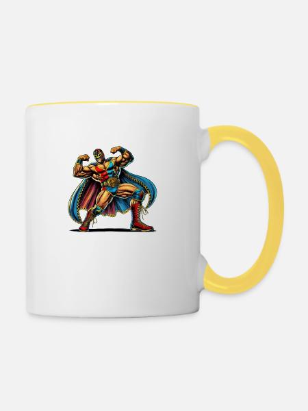 wrestling - Tasse zweifarbig - Weiß/Gelb