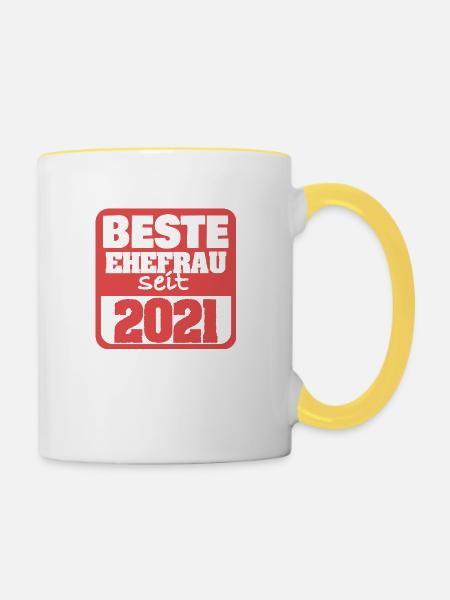 Ehe 2021 - Tasse zweifarbig - Weiß/Gelb