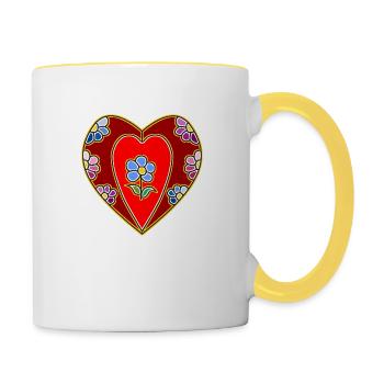 Herz - Tasse zweifarbig - Weiß/Gelb - Rechts
