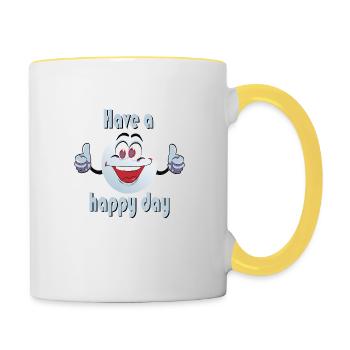 Bonne journée - Smiley - Mug contrasté - blanc/jaune - Droite