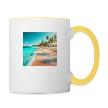 Sandstrand Paradies - Tasse zweifarbig - Weiß/Gelb - Rechts