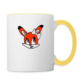renard femelle fille jolie arc femme belle - Mug contrasté - blanc/jaune - Droite